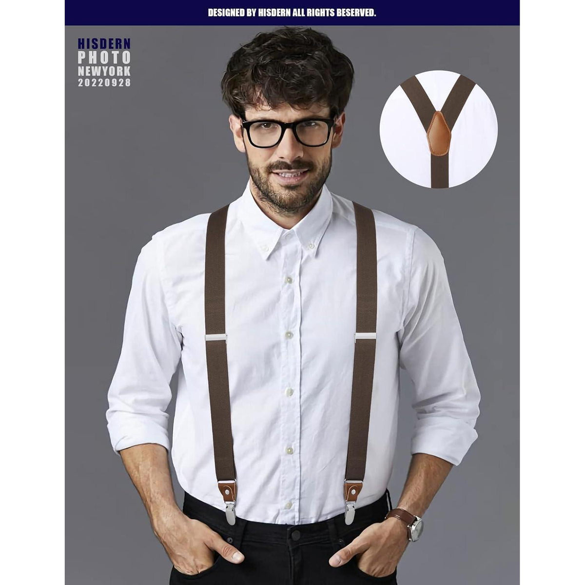 Herren Hosenträger X-Form mit 4 starken Metallclips, verstellbar