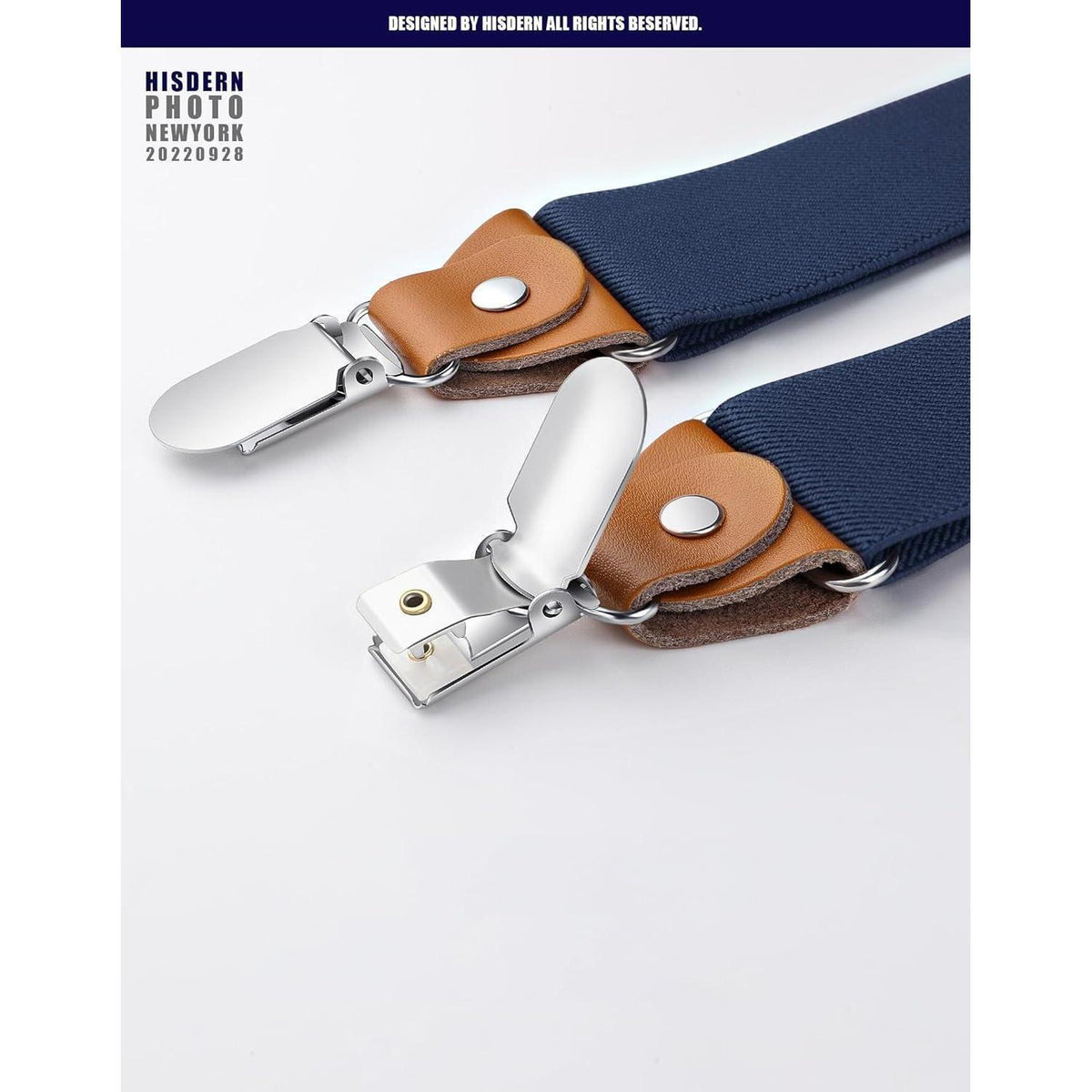 Herren Hosenträger X-Form 3,5cm mit 4 starken Metallclips, verstellbar, navyblau