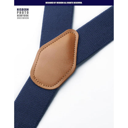 Herren Hosenträger X-Form 3,5cm mit 4 starken Metallclips, verstellbar, navyblau