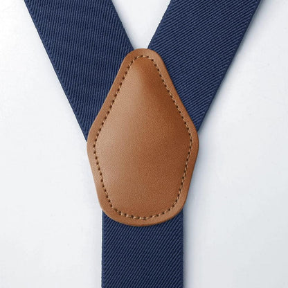 Herren Hosenträger X-Form 3,5cm mit 4 starken Metallclips, verstellbar, navyblau