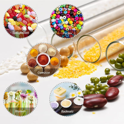 Set aus 60 Kunststoff Reagenzgläsern mit Korken 20ml+Zubehör