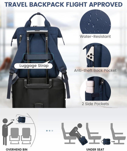 Damen Rucksack 17 Zoll Laptoptasche Schulrucksack Mädchen Wasserdicht Business