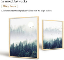 Nebelwald Bilder Leinwand mit Holzrahmen 30x40cm 3er Set