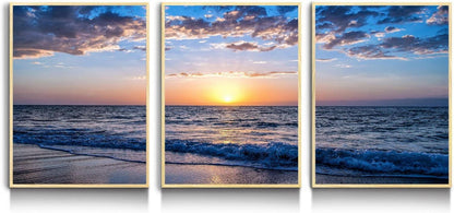 Bilder Mit Rahmen Sonnenuntergang Strand Leinwandbild 30x40cm 3er Set