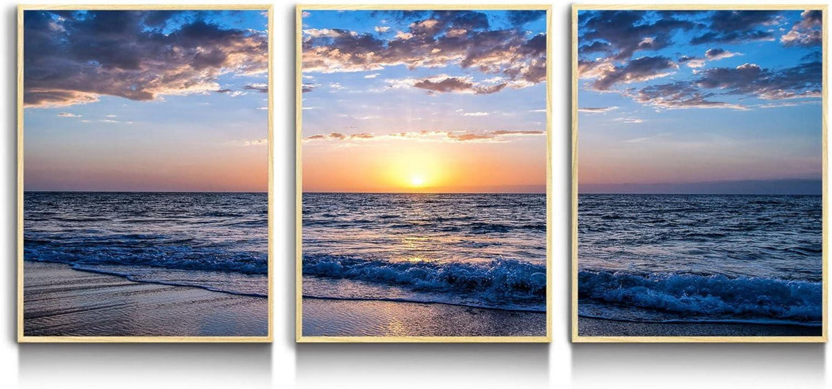 Bilder Mit Rahmen Sonnenuntergang Strand Leinwandbild 30x40cm 3er Set
