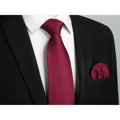 Krawatten- und Einstecktuch-Set Herren Burgund 8,5cm