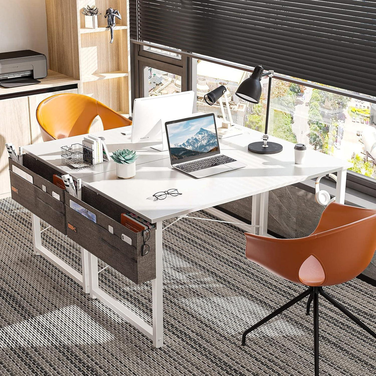 Schreibtisch Weiß 120x50x74cm mit Kopfhörerhalter und