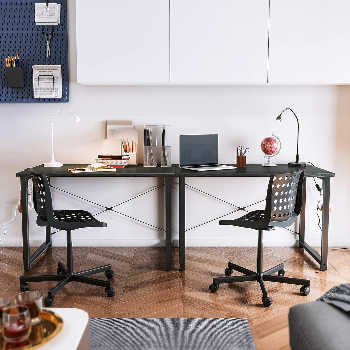 ODK Kleiner Schreibtisch Schwarz 100x48x74cm Computertisch mit Kopfhörerhalter