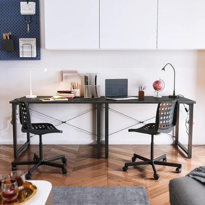 ODK Kleiner Schreibtisch Schwarz 100x48x74cm Computertisch mit Kopfhörerhalter