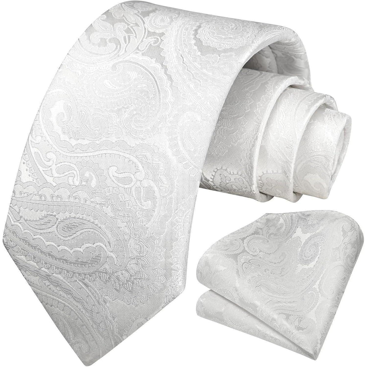 Herren Krawatten-Set mit Einstecktuch, Paisley-Blumenmuster, Seide