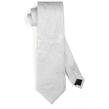 Herren Krawatten-Set mit Einstecktuch, Paisley-Blumenmuster, Seide