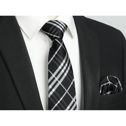 Krawatten-Set Herren mit Einstecktuch kariert/gestreift Business Hochzeit