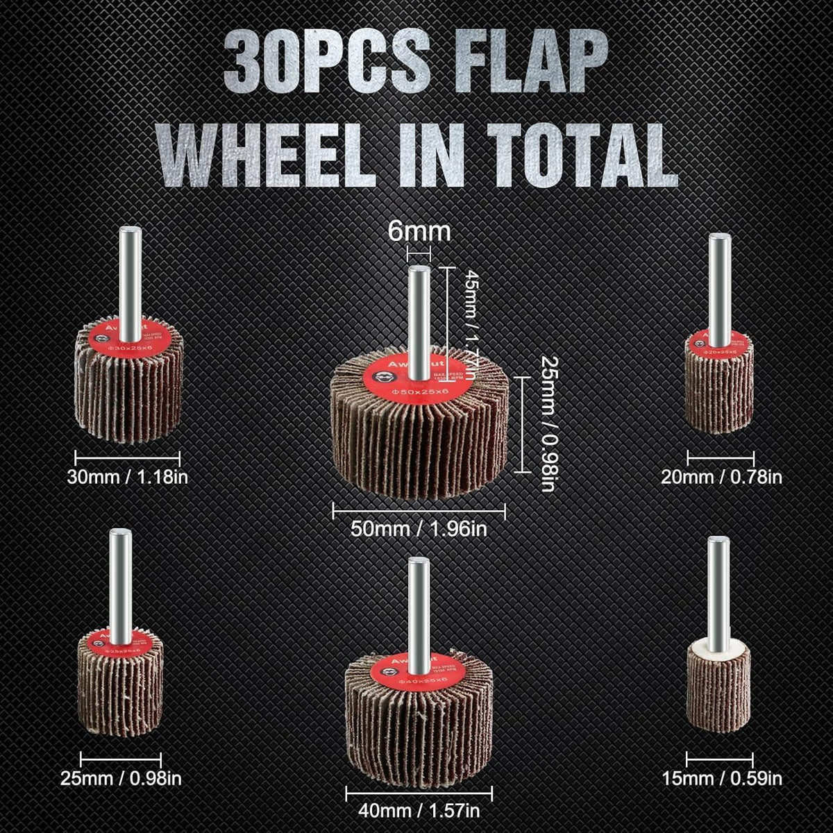 Fächerschleifer Set 30tlg. Korn 80 für Bohrmaschine