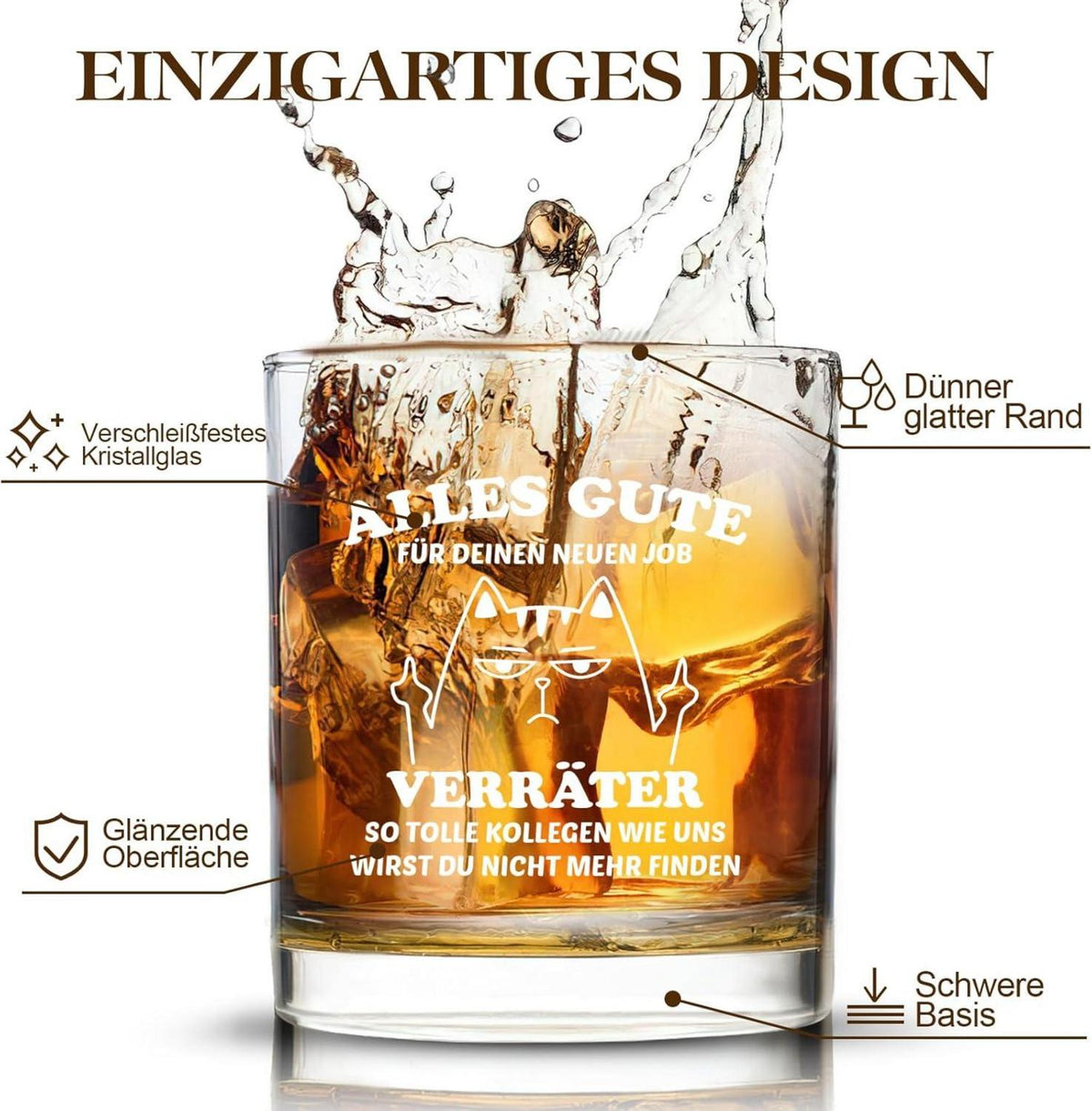 Whiskeyglas Abschiedsgeschenk Kollegen ALLES GUTE NEUEN JOB 300ML