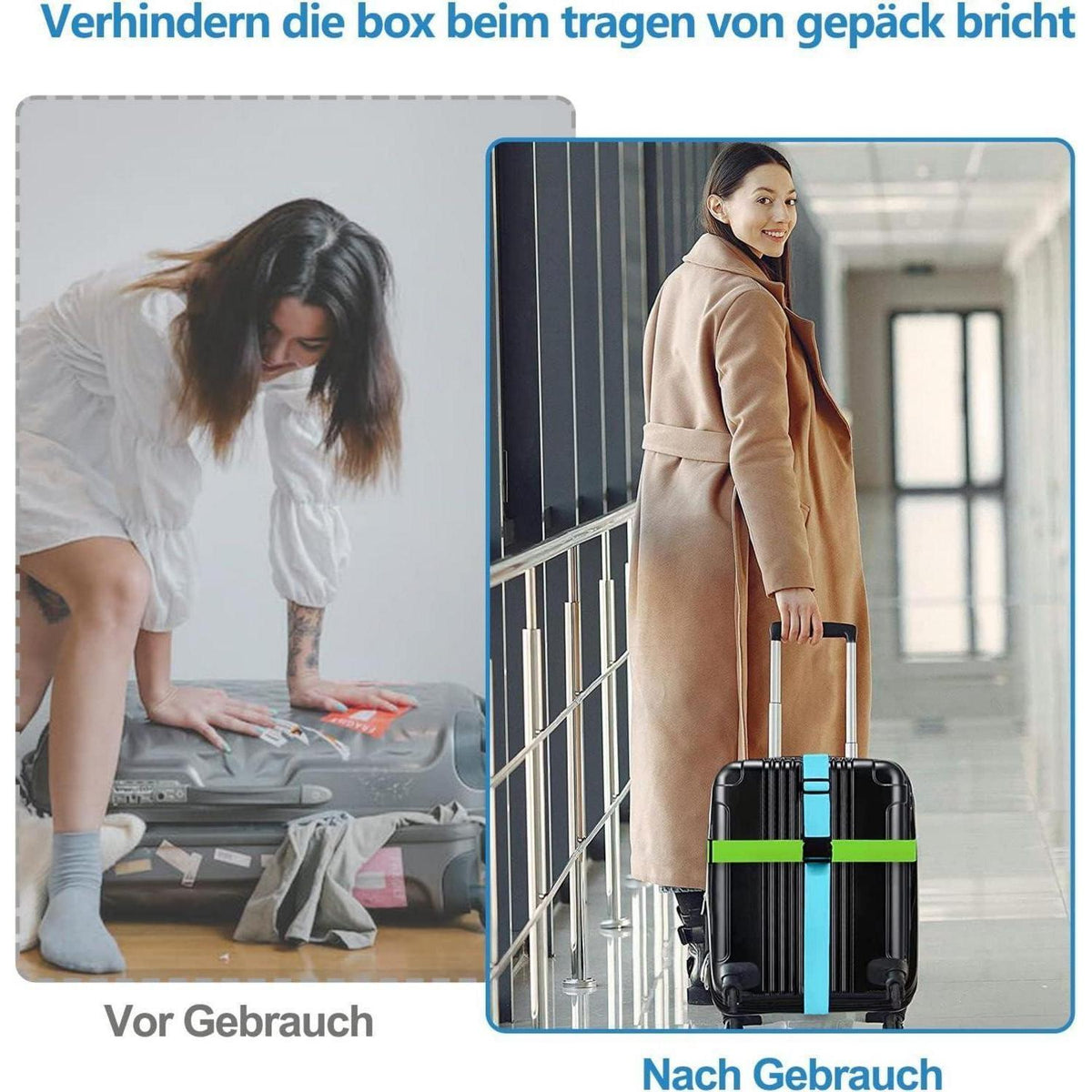 Koffergurte 4er Set mit Adressschild, verstellbar, 4 Farben