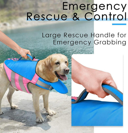 Schwimmweste Hund Rettungsweste Reflektierend Auftrieb Blaurosa L