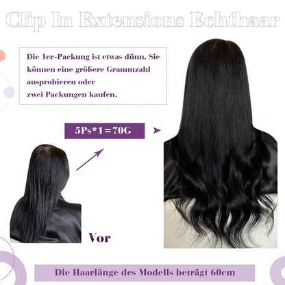 Echthaar Haarverlängerung Clip-in Braun Balayage 55cm