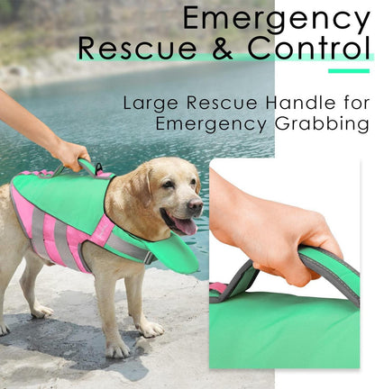 Hund Schwimmweste Rettungsweste Reflektierend Auftrieb Pink Mintgrün