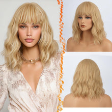 Kurze Bob Perücke Blond Synthetisch Lockig 35cm Party