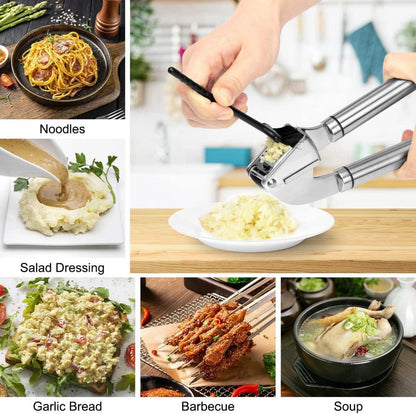 Knoblauchpresse Edelstahl Profi - Premium Garlic Press mit Schäler