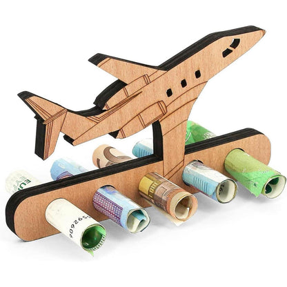 Geldgeschenk Holz Flugzeug - Originelles Geschenk für Reisen