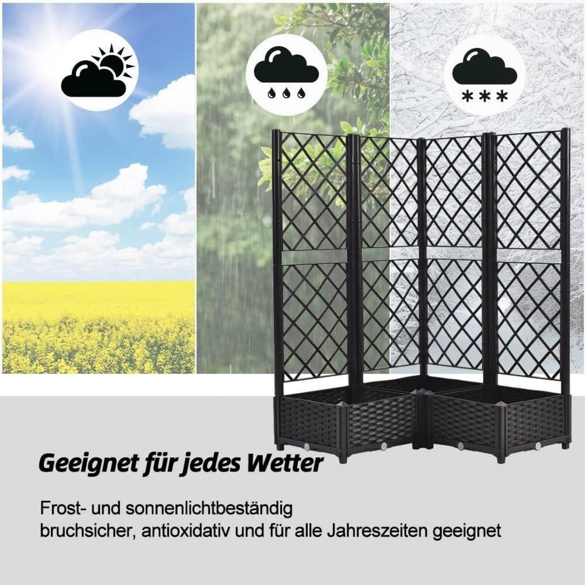 Hochbeet mit Rankgitter & Selbstbewässerung Schwarz