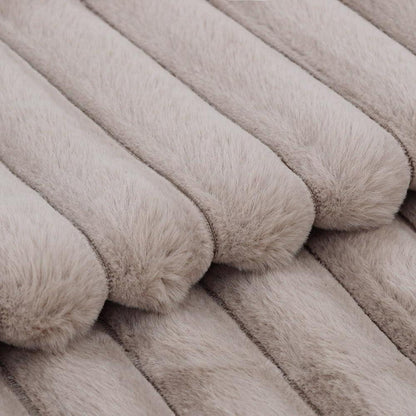 2er Set Kunstpelz Kissenbezüge Flauschig Taupe 30x50 & 50x30 cm