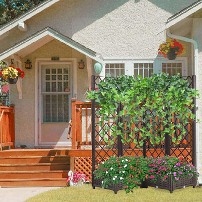 Hochbeet mit Rankgitter & Selbstbewässerung Braun 113x40x136cm