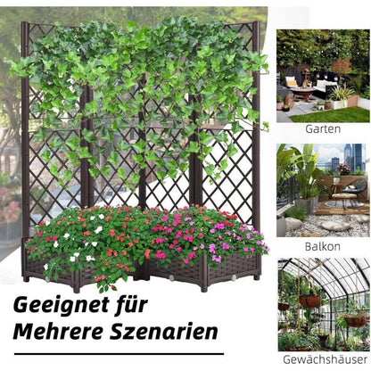 Hochbeet mit Rankgitter & Selbstbewässerung Braun 113x40x136cm