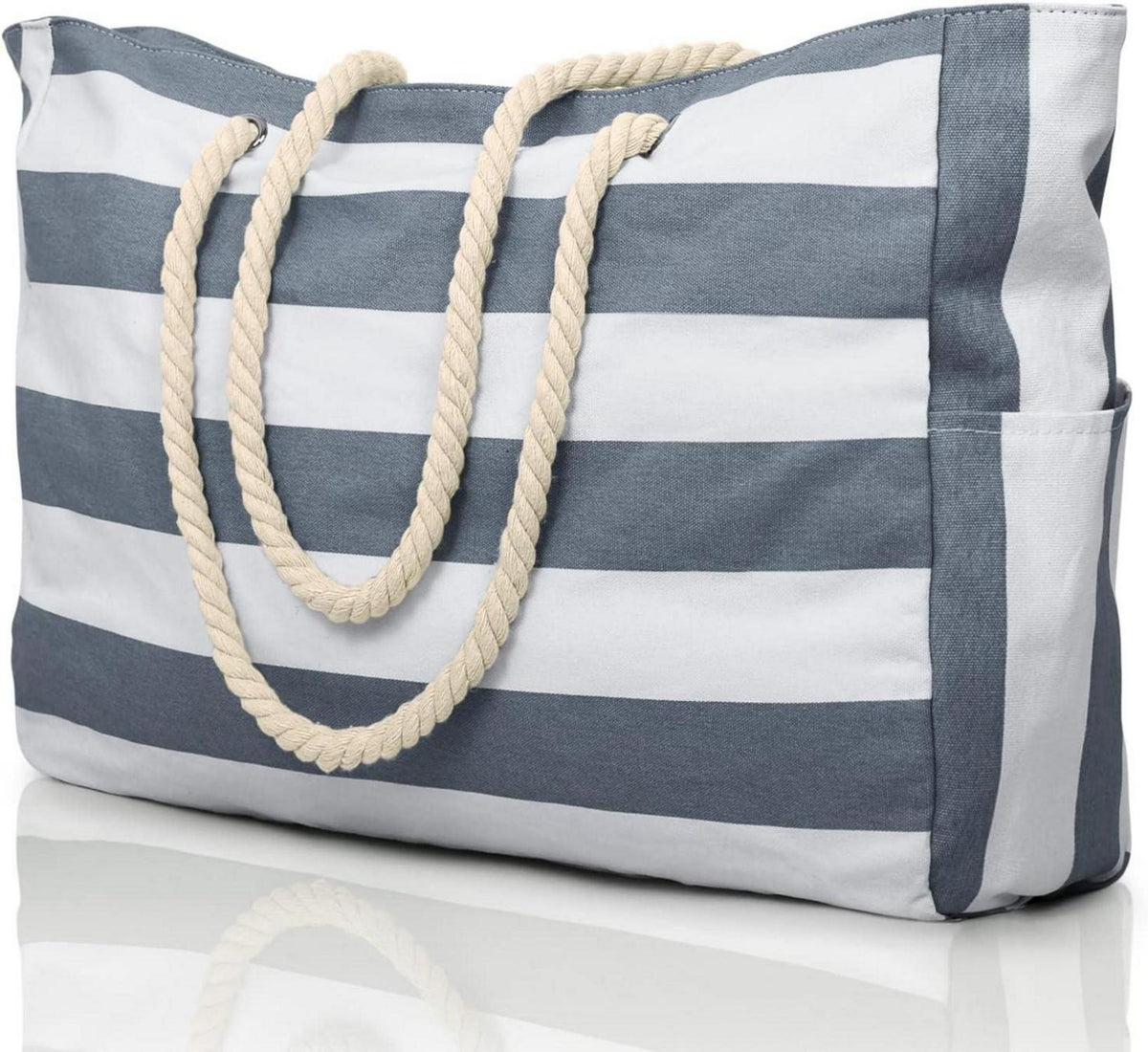 Streifen Strandtasche Groß Wasserdicht mit Reißverschluss und