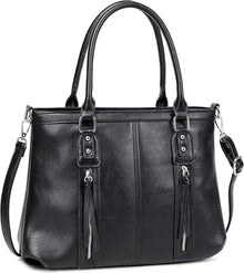 Große Damen Henkeltasche Leder Shopper Schultertasche Schwarz