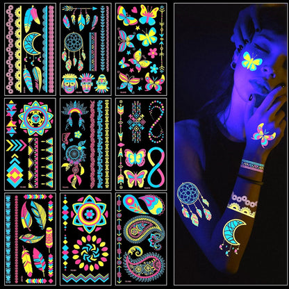 Neon Tattoos Temporäre Schminke UV Body Face Painting Tätowierung 9
