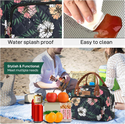 Isolierte Lunchtasche für Erwachsene Kühltasche Behälter Blumenmuster