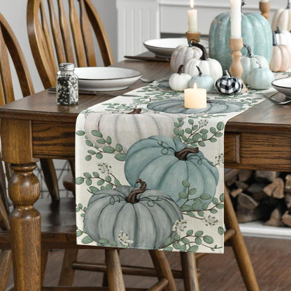 Blauer Herbst Tischläufer 40x180 cm - Deko Küche Party Urlaub