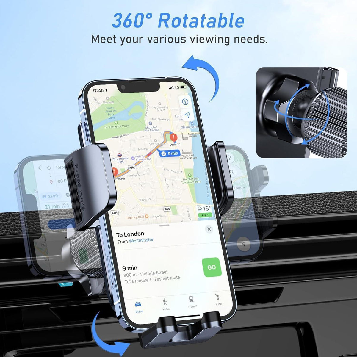 Handyhalterung Auto Lüftung 360° Drehbar – Stabil & Einhandbedienung