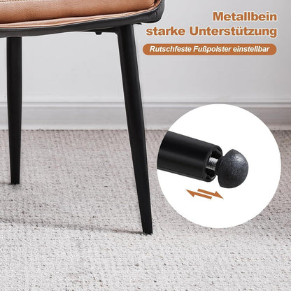 Esszimmerstühle Set 4er –, Braun & Grau, Modern in Lederoptik