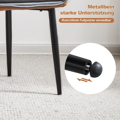 Esszimmerstühle Set 4er Grau Braun mit Armlehnen in Lederoptik