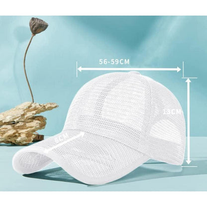 Sommer Baseball Cap Herren Damen Mesh Atmungsaktiv XL Weiß