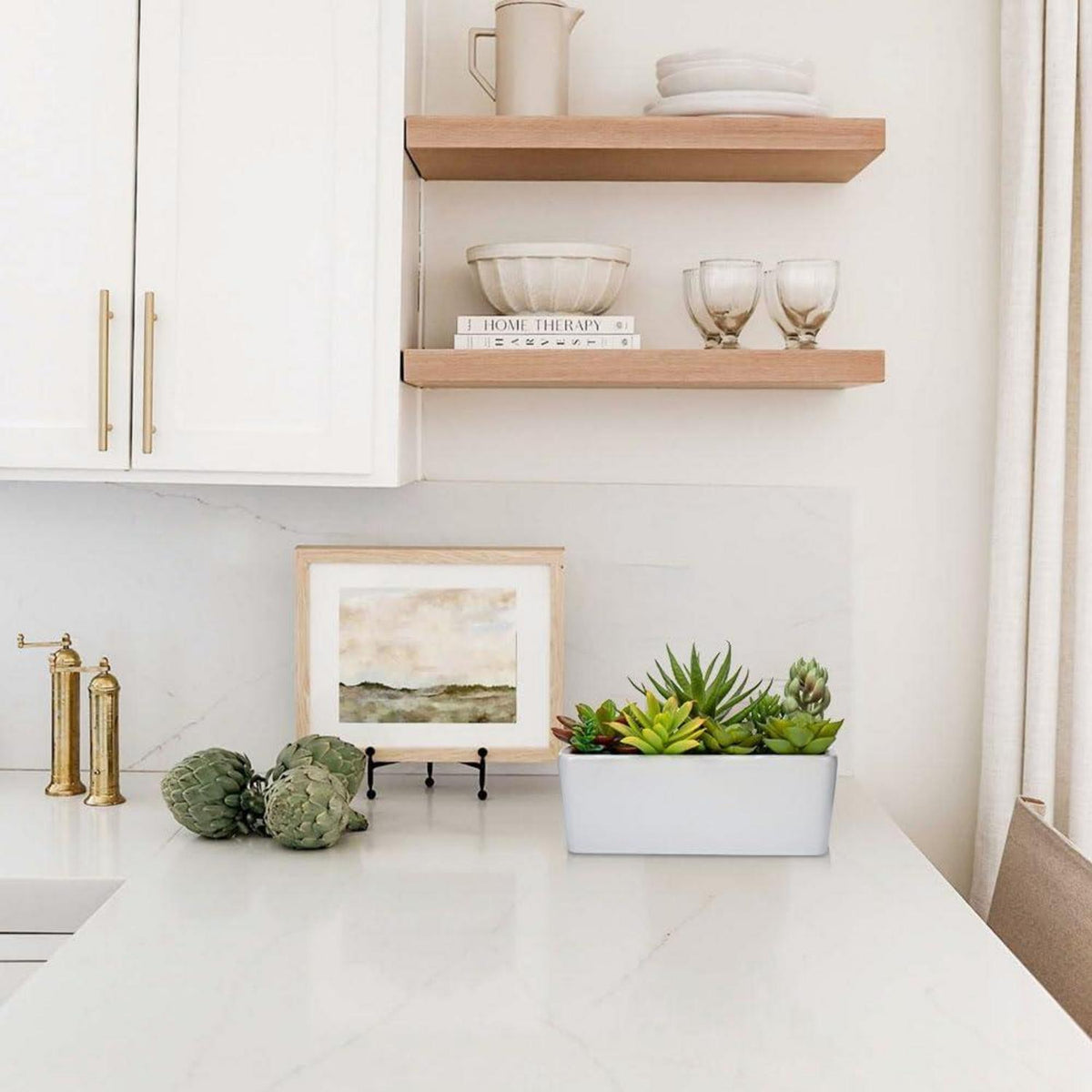 Künstliche Sukkulente Wohnzimmer Deko Pflanze Keramiktopf 14cm