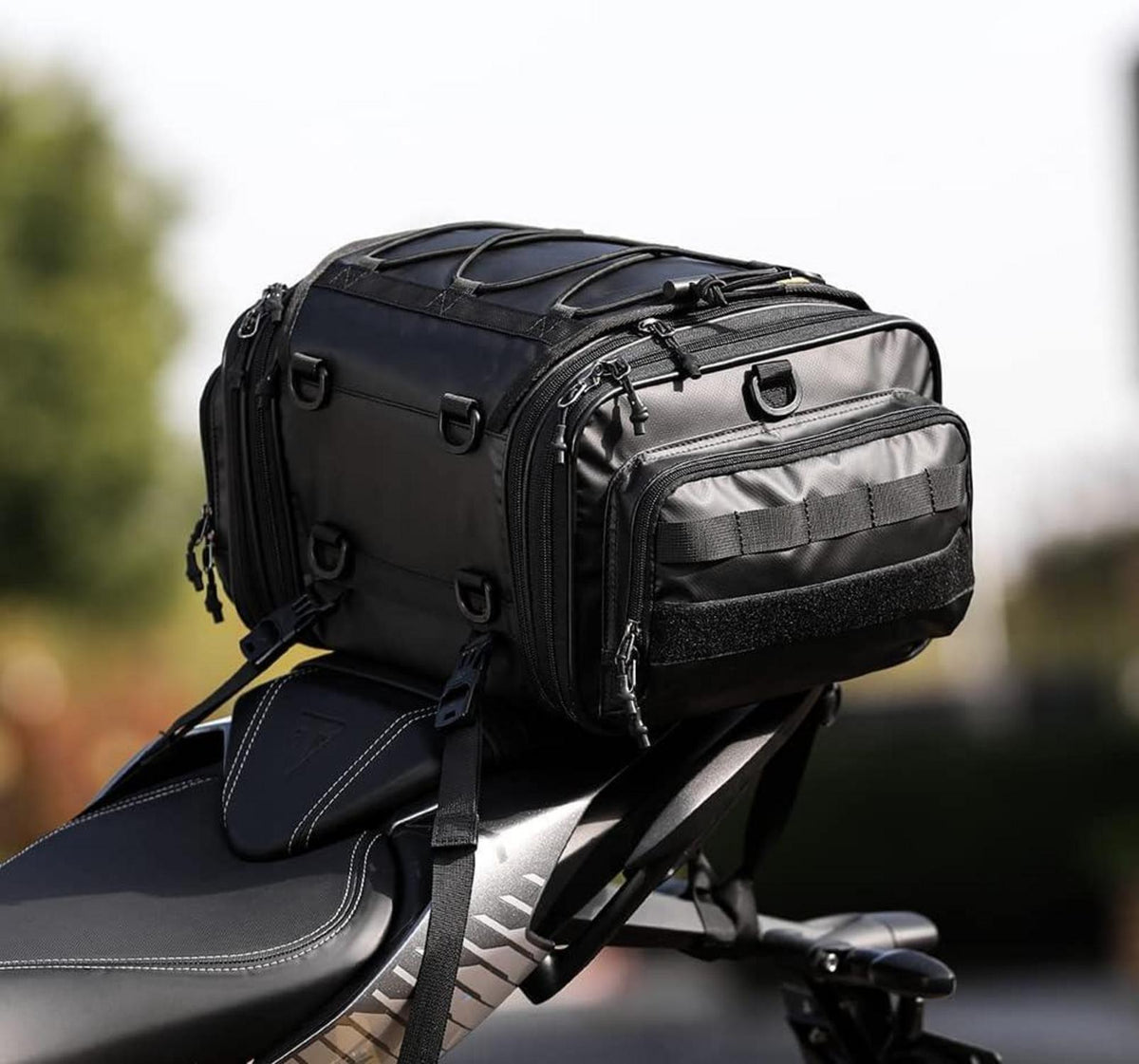 Motorrad Hecktasche Gepäckrolle 19-26L Erweiterbar Wasserdicht Schwarz