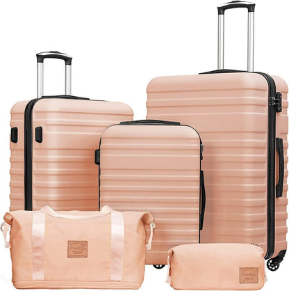 ABS Hartschalen Koffer Set 5tlg Lotusrosa TSA-Schloss