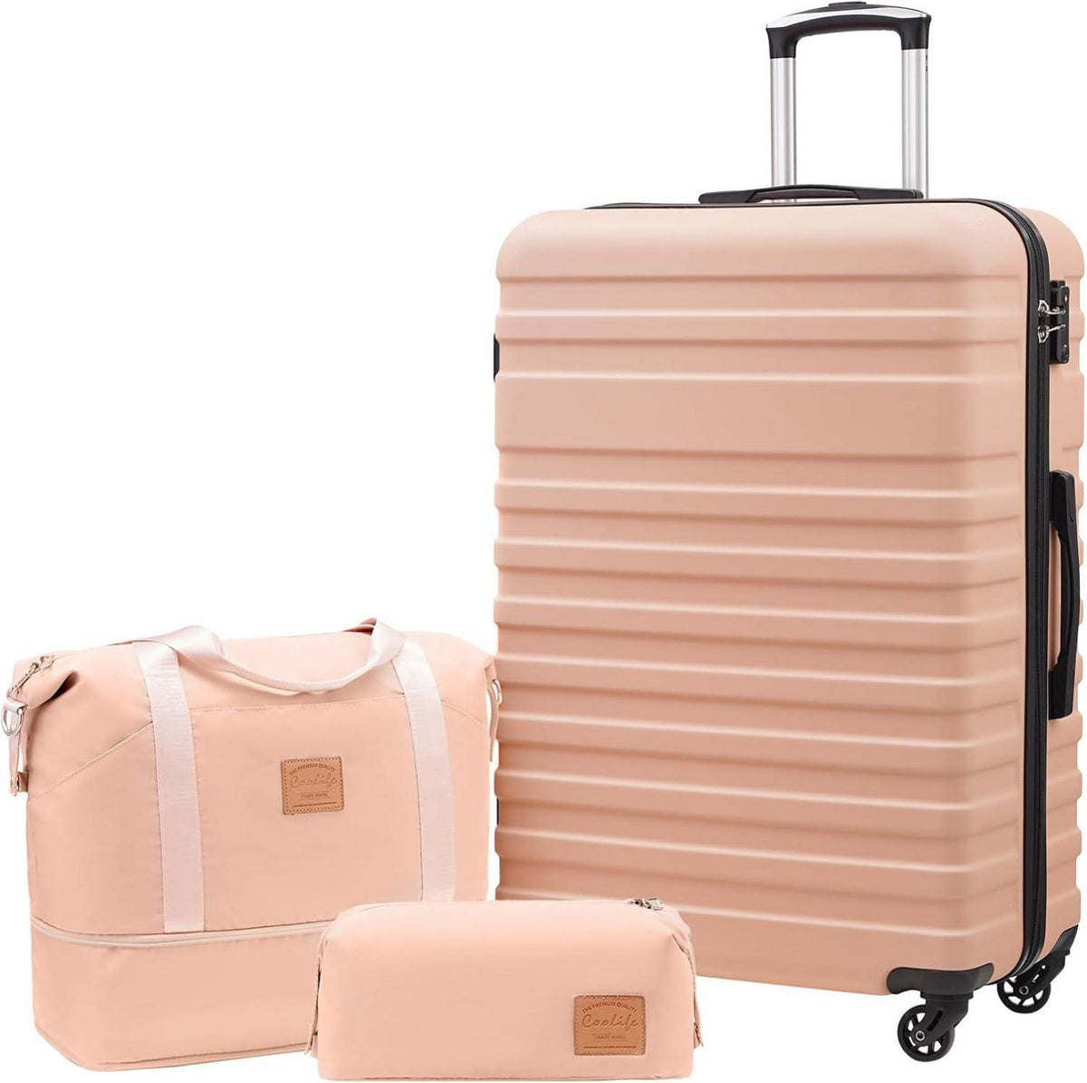 ABS Hartschalen Koffer Set 3tlg Lotusrosa 4 Rollen TSA-Schloss