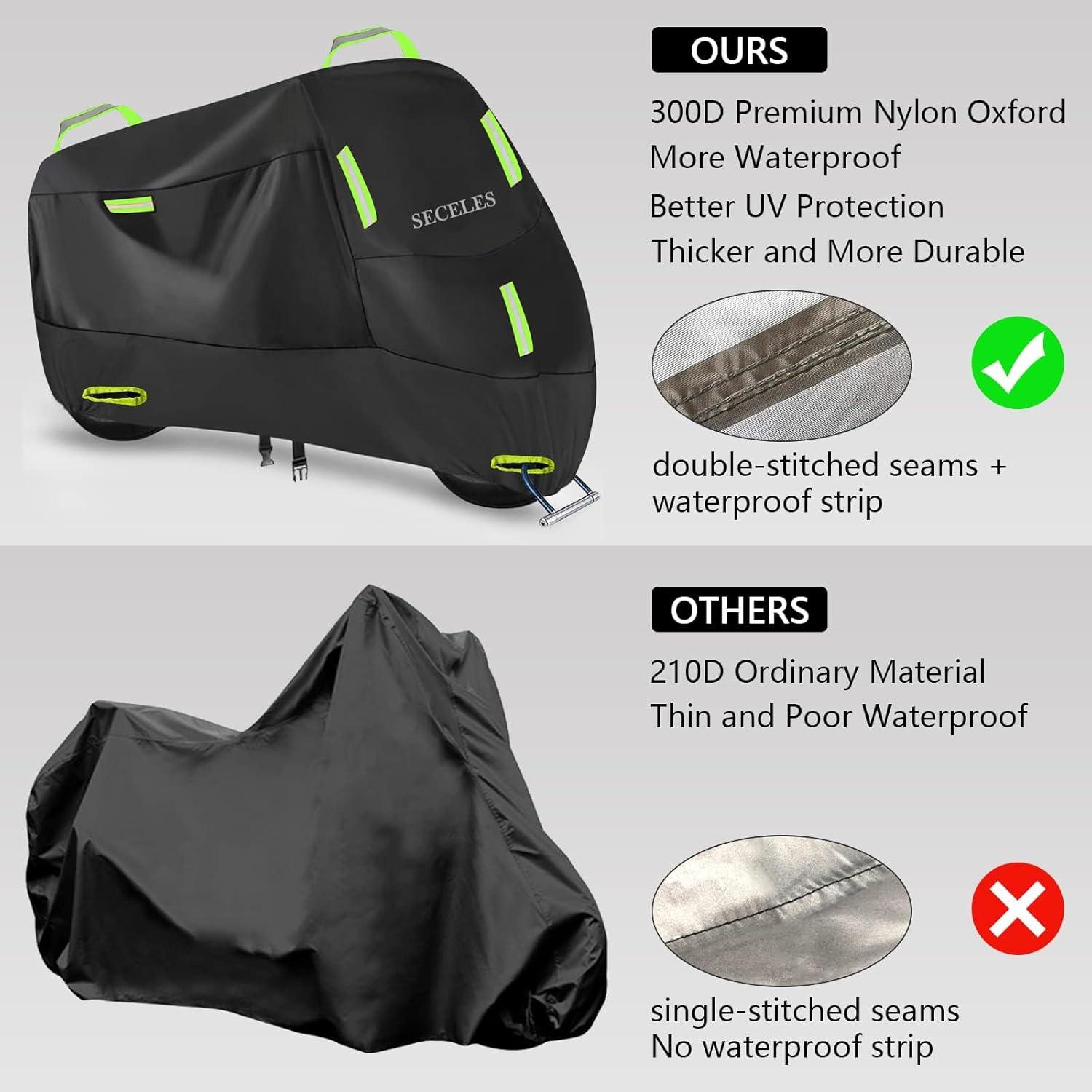 Motorrad Abdeckplane 300D Wasserdicht Outdoor Winterfest 220x95x110 cm