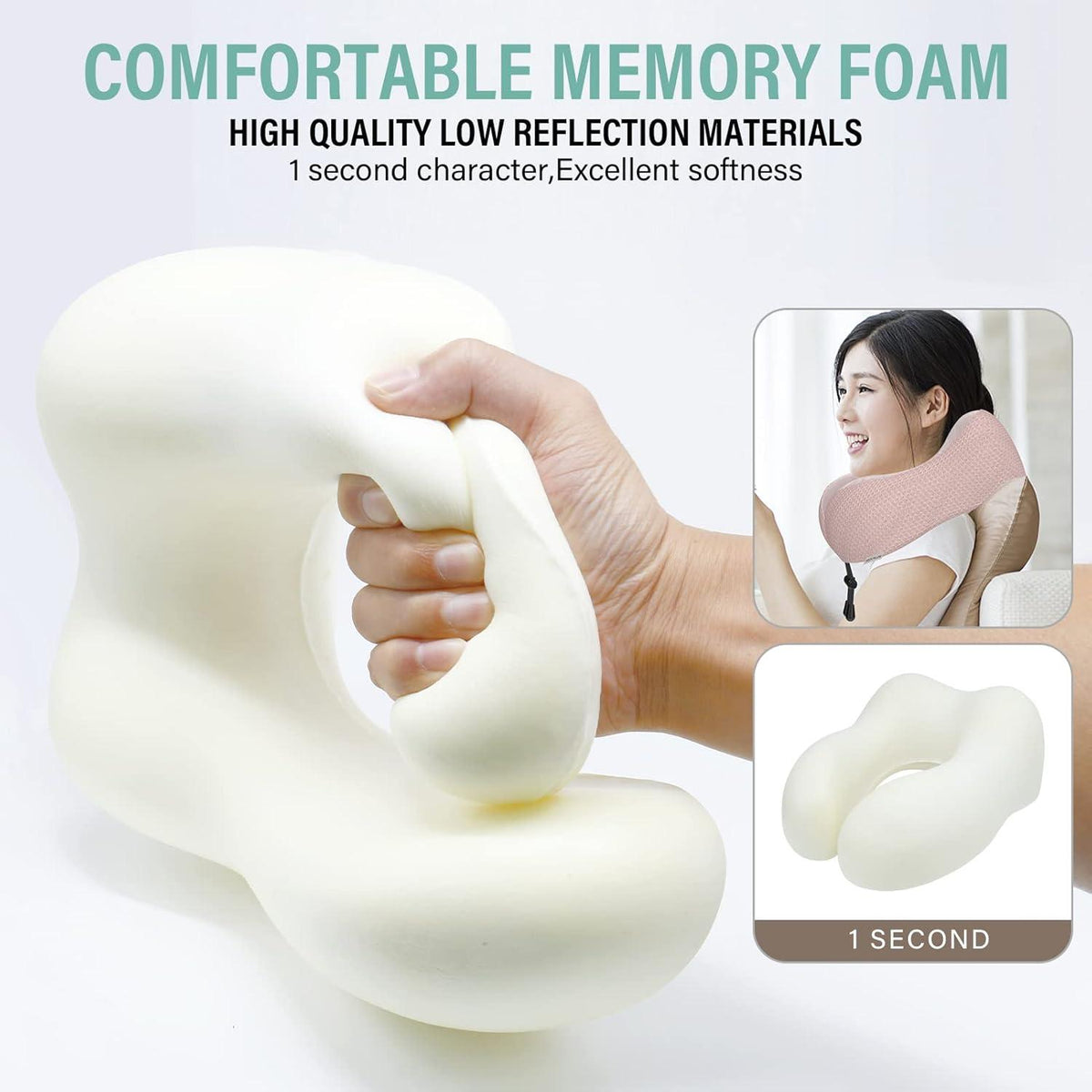 Nackenkissen Reise Flugzeug Memory Foam Rosa samtweicher