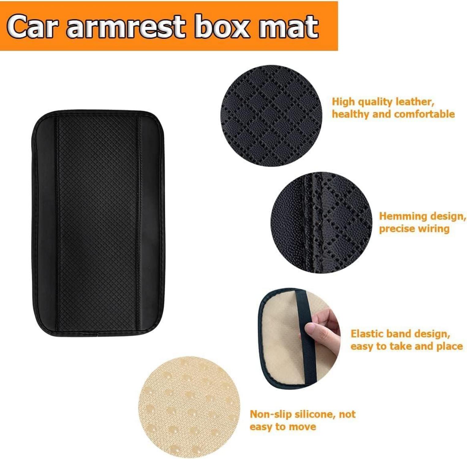Leder Armlehnenkissen für Autos Mittelkonsole Bezug Schwarz
