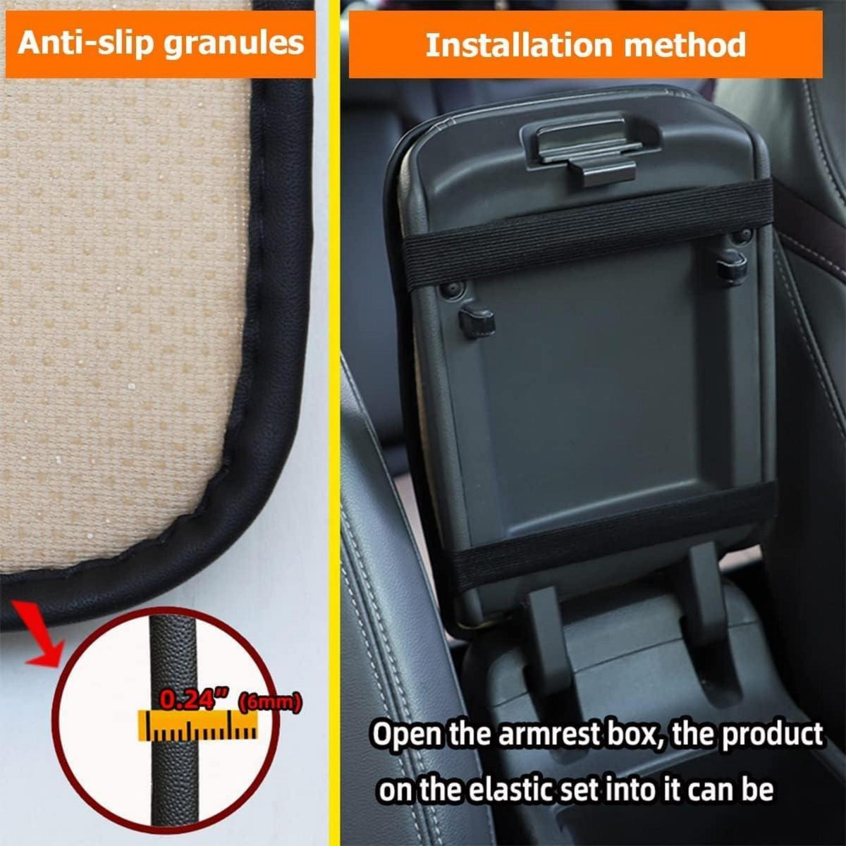 Leder Armlehnenkissen Mittelkonsole Auto Bezug Schwarz