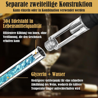 Weinkühlstab Set mit Ausgießer und Kühlstäben für Weinliebhaber