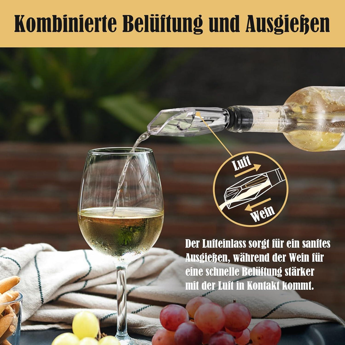 INOMO Weinkühlstab mit Ausgießer 2er Set in edler Geschenkbox