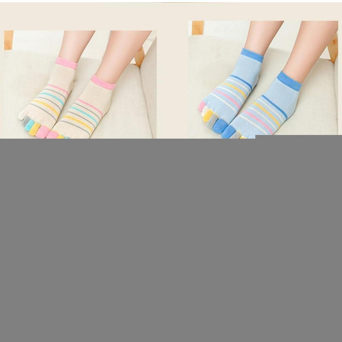 Damen Zehensocken 5er-Set Baumwolle – Bunte Muster & Einheitsgröße 35-40