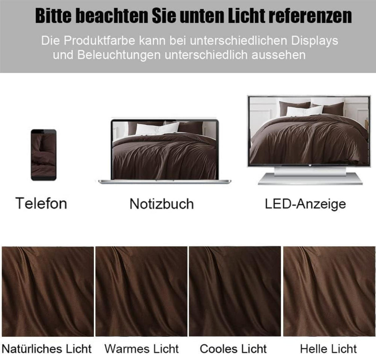Bettwäsche 200x200 Braun weich knitterfrei Reißverschluss 2er Set